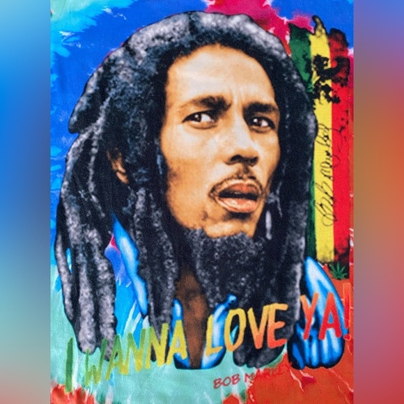 BOB MARLEY "I WANNA LOVE YA" Tie Dye Colourful T-Shirt in Large - Picture 6 of 8